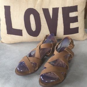 Tan Vegan strappy sandals size 8 1/2